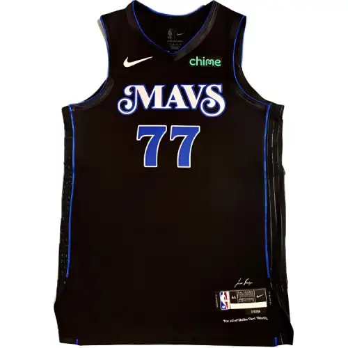 Nike Printed letter logo pullover sleeveless basketball jersey AU player version Dallas Mavericks 23-24 season city version Doncic No. 77 same style for men and women dark blue