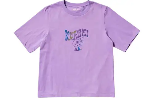 UNIQLO X Sanrio/ T Shirts Women's Blue Purple Crew Neck Moderate Straight Fit