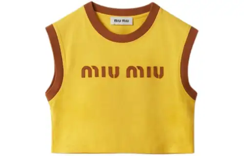 MIU MIU T Shirts Women's Yellow Crew Neck Moderate Other