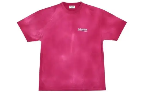 Balenciaga T Shirts Women's Rose Red Crew Neck Moderate Straight Fit