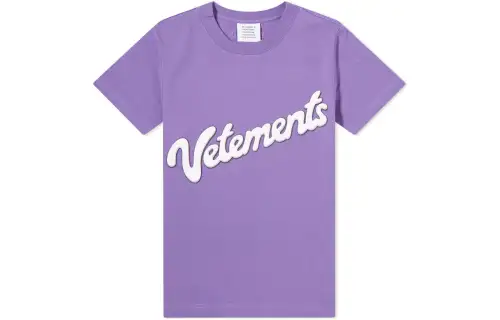 Vetements T Shirts Women's Purple Crew Neck Moderate Straight Fit