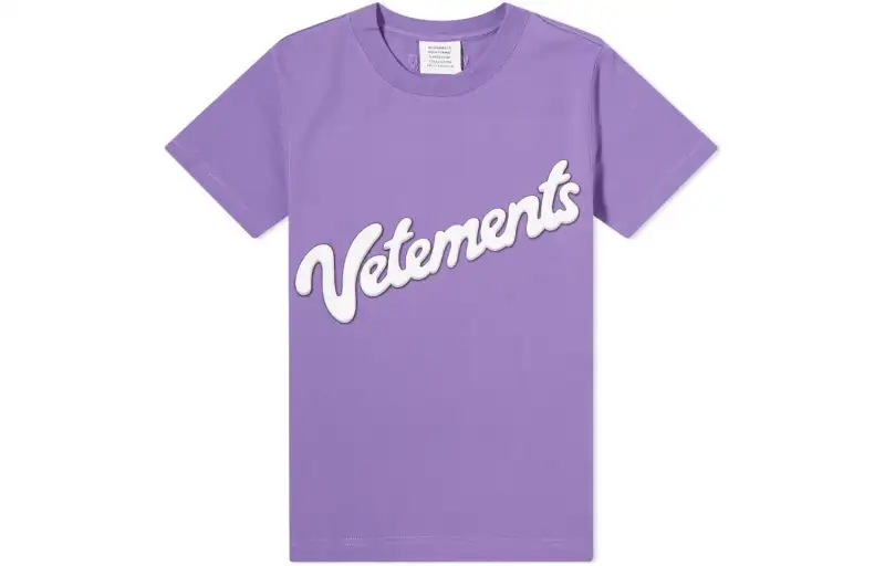 Vetements T Shirts Women's Purple Crew Neck Moderate Straight Fit