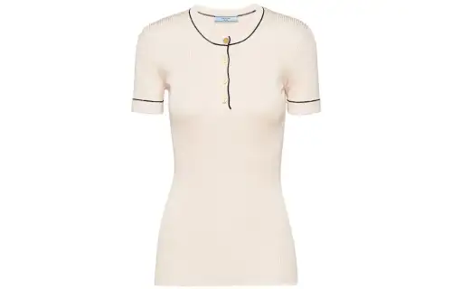PRADA Ribbed-knit Silk T-shirt