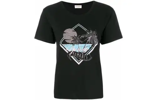 SAINT LAURENT T Shirts Women's Black Crew Neck Moderate Straight Fit