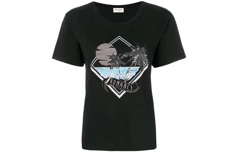 SAINT LAURENT T Shirts Women's Black Crew Neck Moderate Straight Fit
