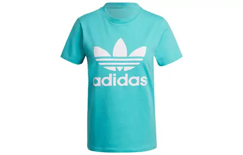 Adidas Originals T Shirts Women's Blue Crew Neck Moderate Straight Fit