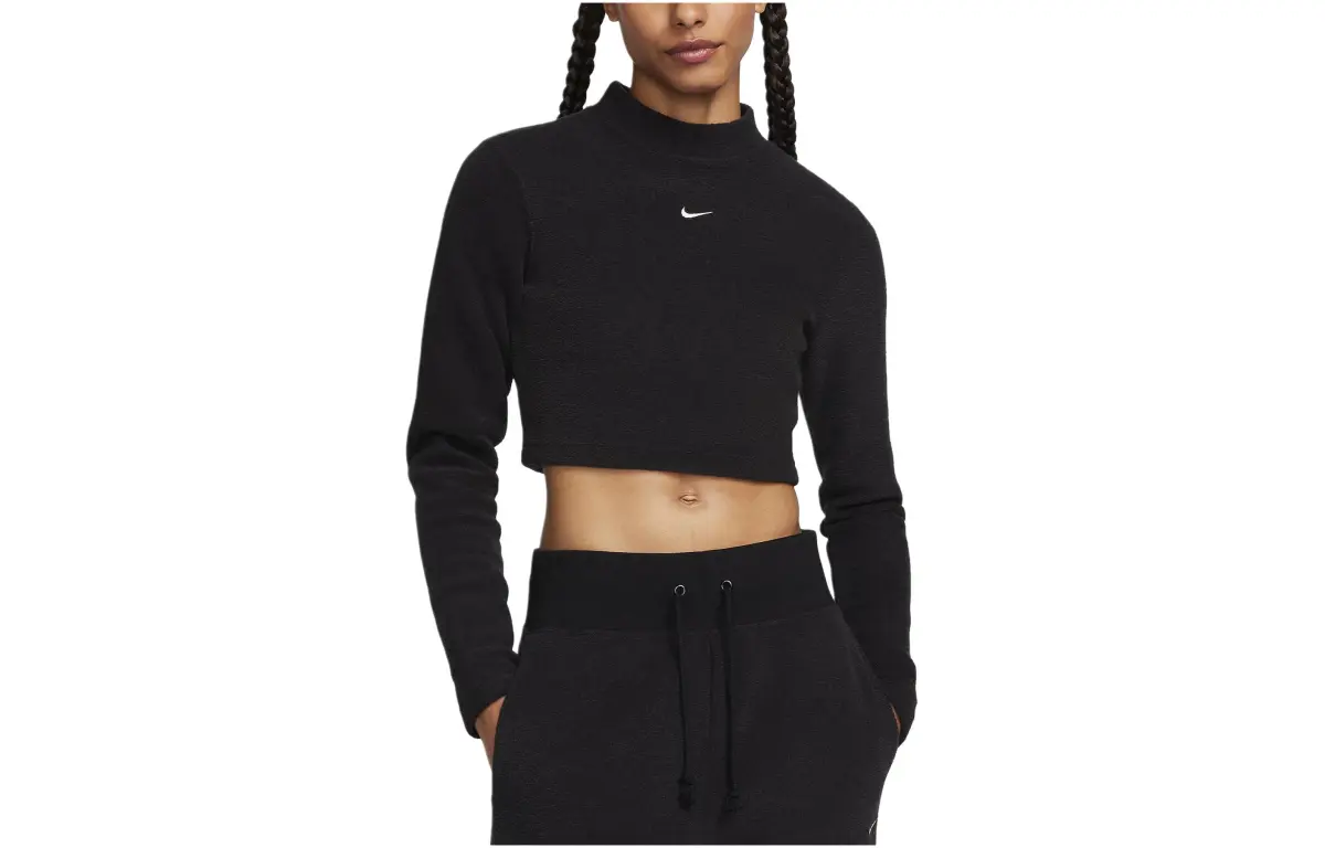 Nike T-Shirts Women's Black Half-Turtleneck Straight Fit