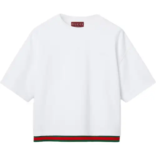 GUCCI Web Detailed Cropped Jersey Top