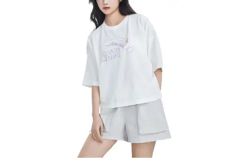 Anta Drop Shoulder Sleeve T Shirt Women's White