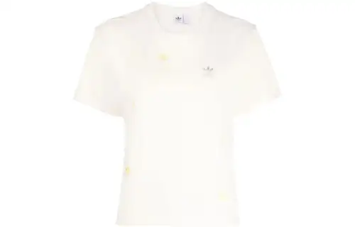 Adidas Originals T Shirts Women's White Crew Neck Moderate Straight Fit