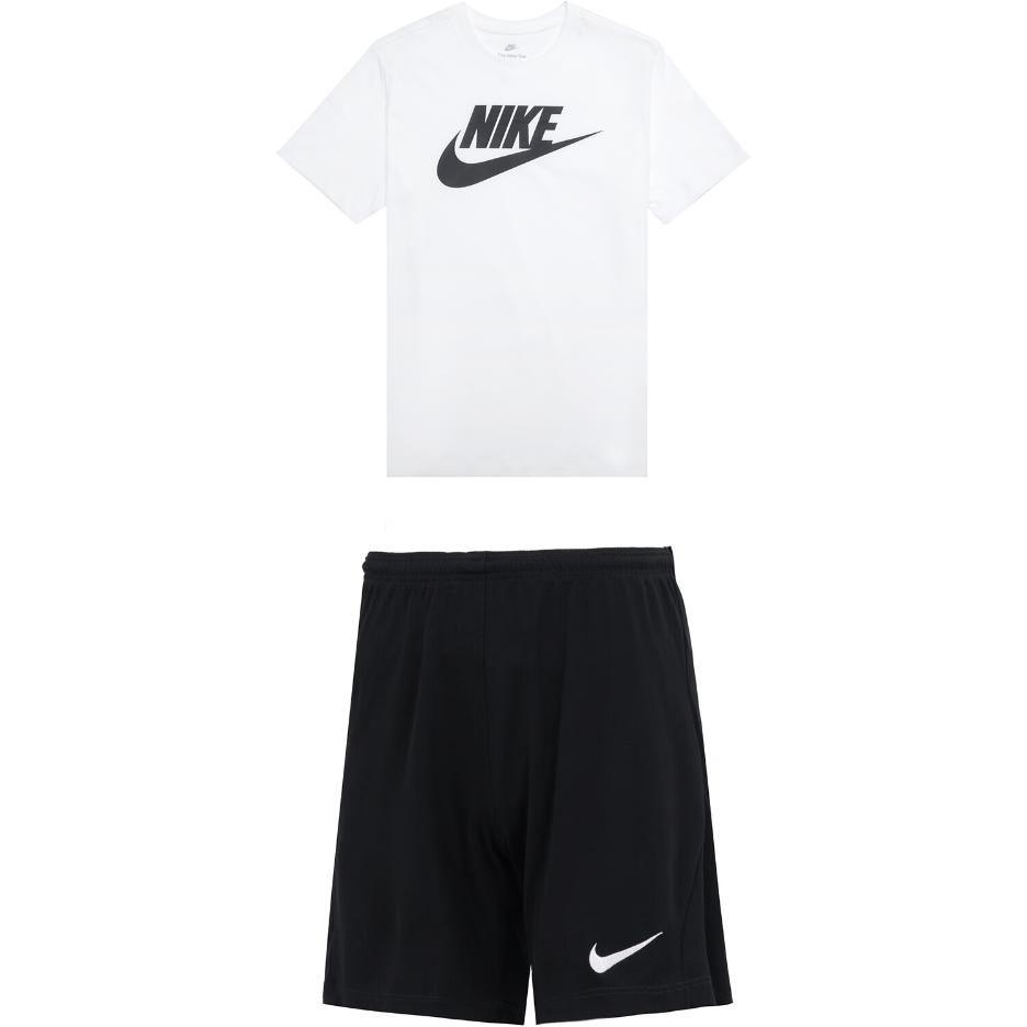 Nike Casual Sportswear Men’s White Top+Black Shorts Crew Neck Moderate