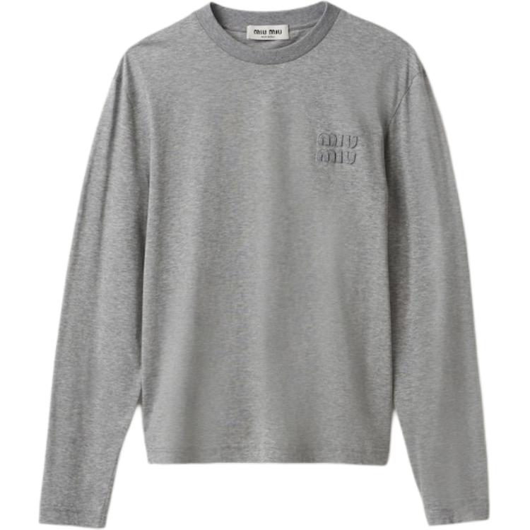 MIU MIU FW23 Drop Shoulder Sleeve T Shirt Women's Gray