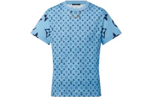 LOUIS VUITTON New Quarterly Products Of LV T Shirts Women's Blue Crew Neck Moderate Straight Fit