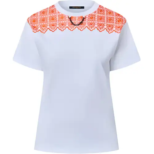 Lv Floral Lace Embroidery T Shirt