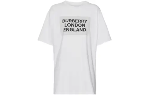 Burberry T Shirts Women's White Crew Neck Moderate Straight Fit