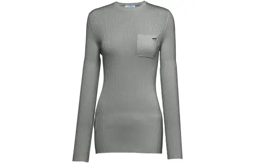 PRADA Sweaters Women's Gray Crew Neck Moderate Other