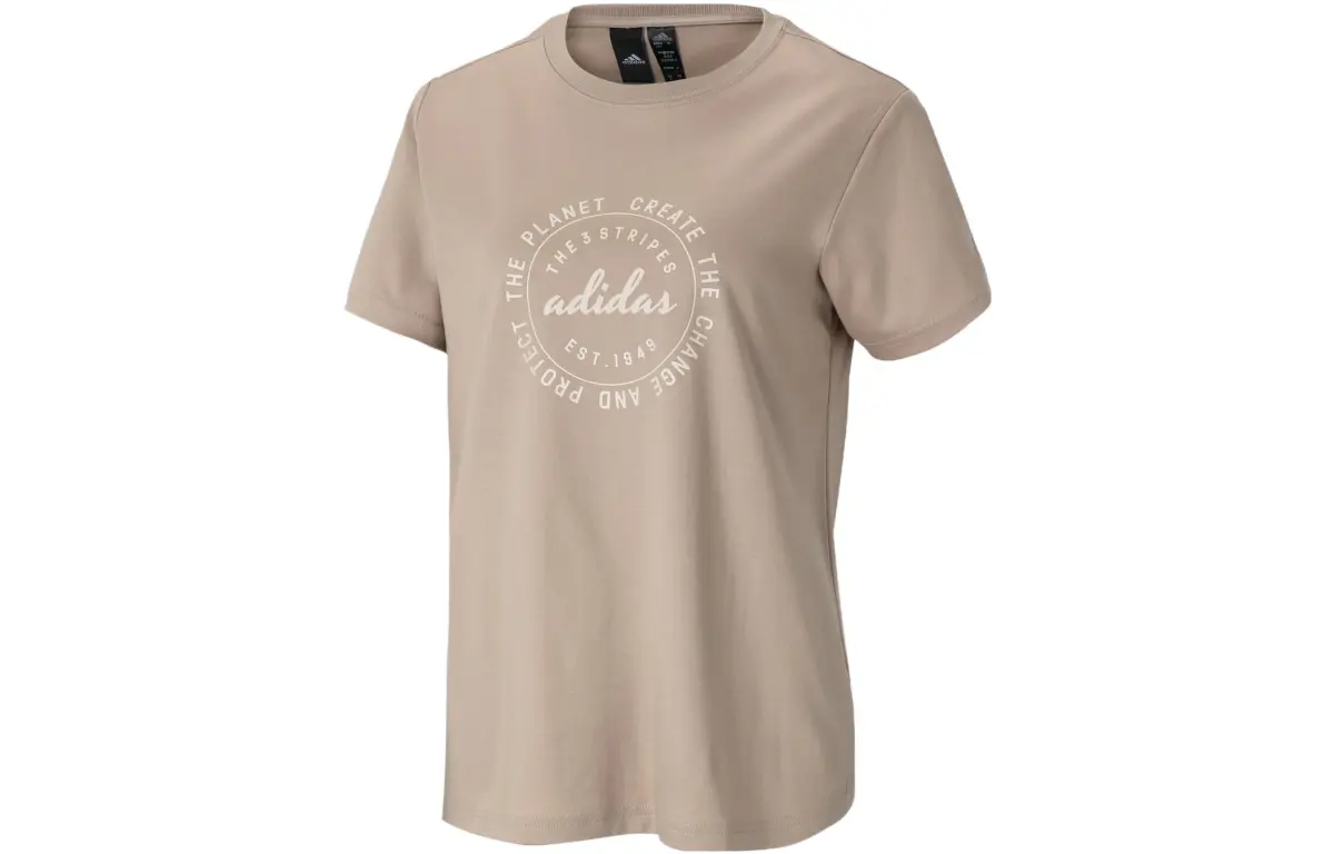 Adidas T-Shirts Women's Brown Crew Neck Moderate Straight Fit