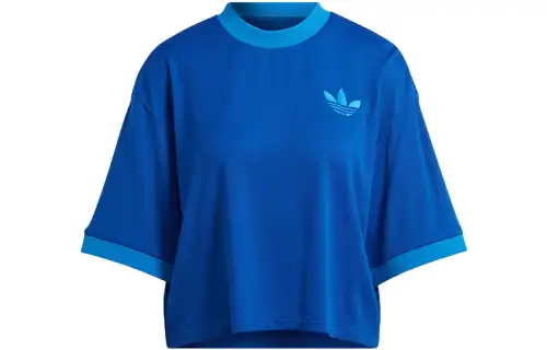 Adidas Originals T Shirts Women's Blue Crew Neck Moderate Straight Fit
