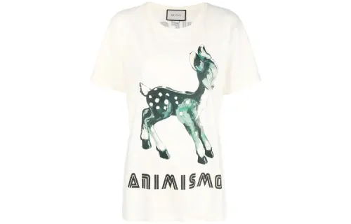 GUCCI Drop Shoulder Sleeve T Shirt Women's White