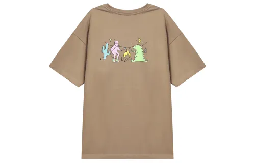 Converse T Shirts Women's Khaki Crew Neck Moderate Straight Fit