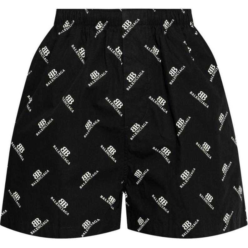 Мужские шорты Balenciaga FW24 Allover Logo (черные)