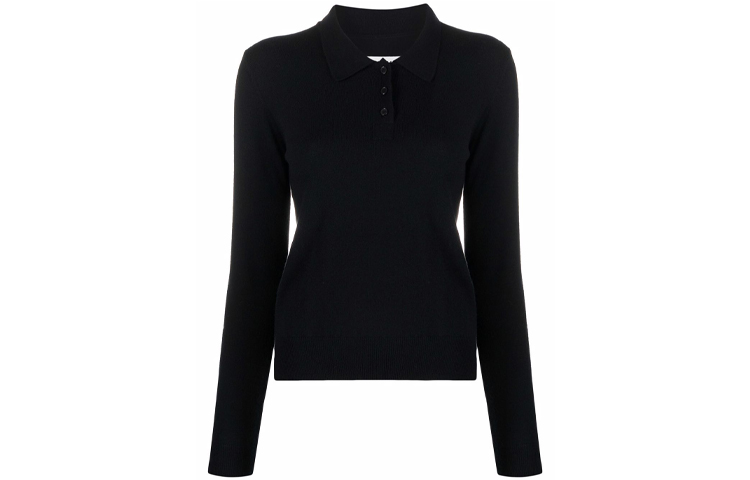 Maison Margiela Sweaters Women's Black Polo Collar Moderate Cardigan