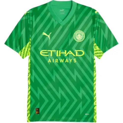 PUMA Manchester City Men's Goalkeeper Short Sleeve Jersey Soccer Jersey Men's Grass Green