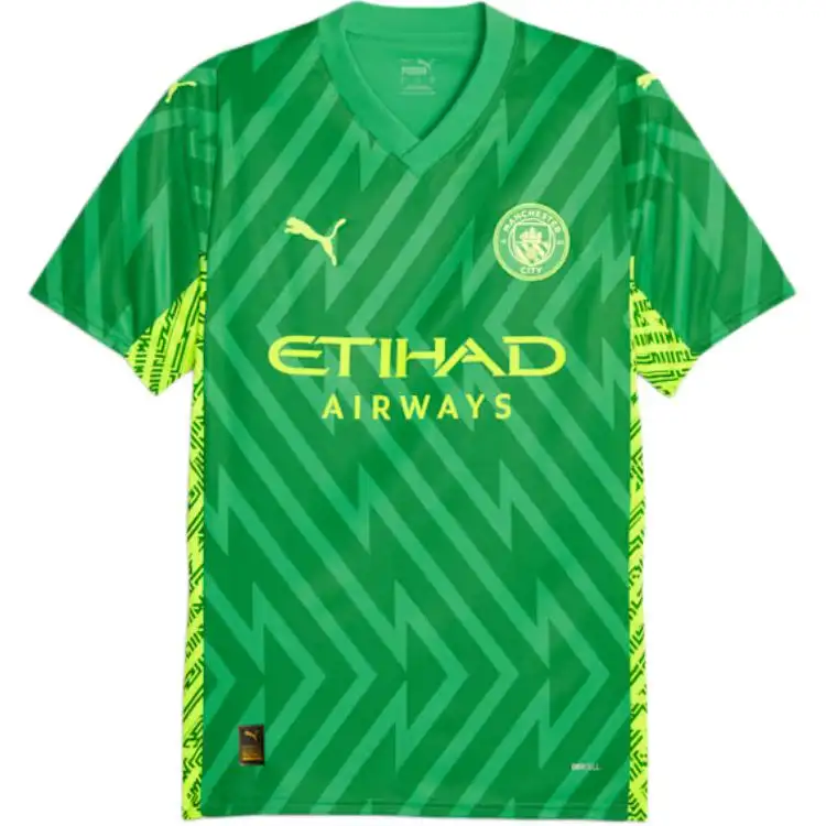PUMA Manchester City Men's Goalkeeper Short Sleeve Jersey Soccer Jersey Men's Grass Green