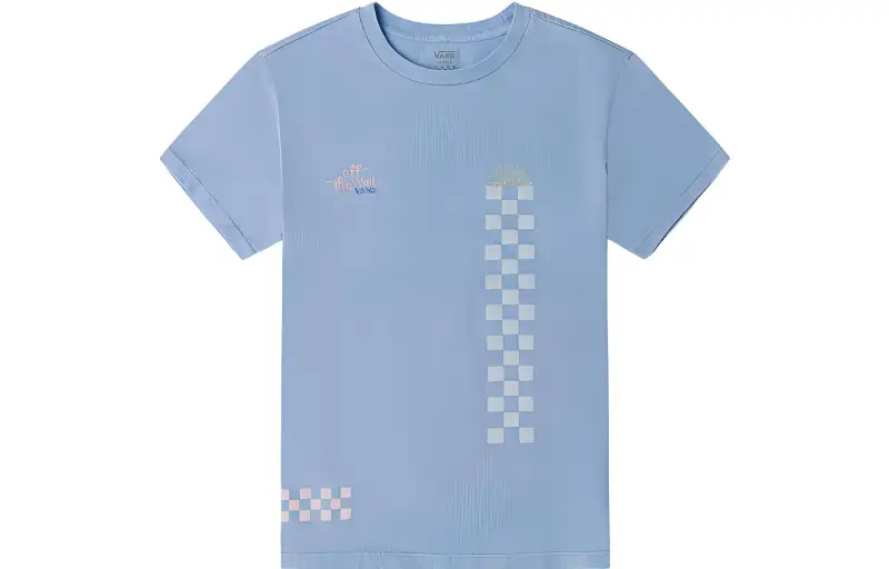 Vans T Shirts Women's Blue Crew Neck Moderate Straight Fit