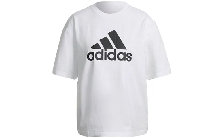 Adidas T-Shirts Women's White Crew Neck Moderate Straight Fit