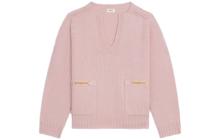 CELINE Sweaters Women's Pink V Neck Moderate Other