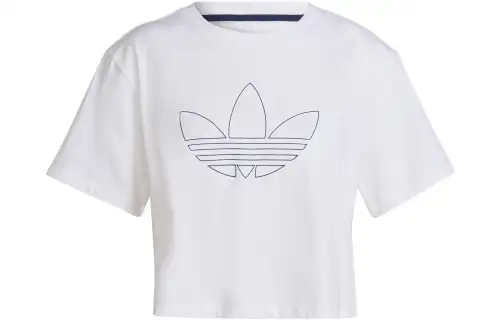 Adidas Originals T Shirts Women's White Crew Neck Moderate Straight Fit