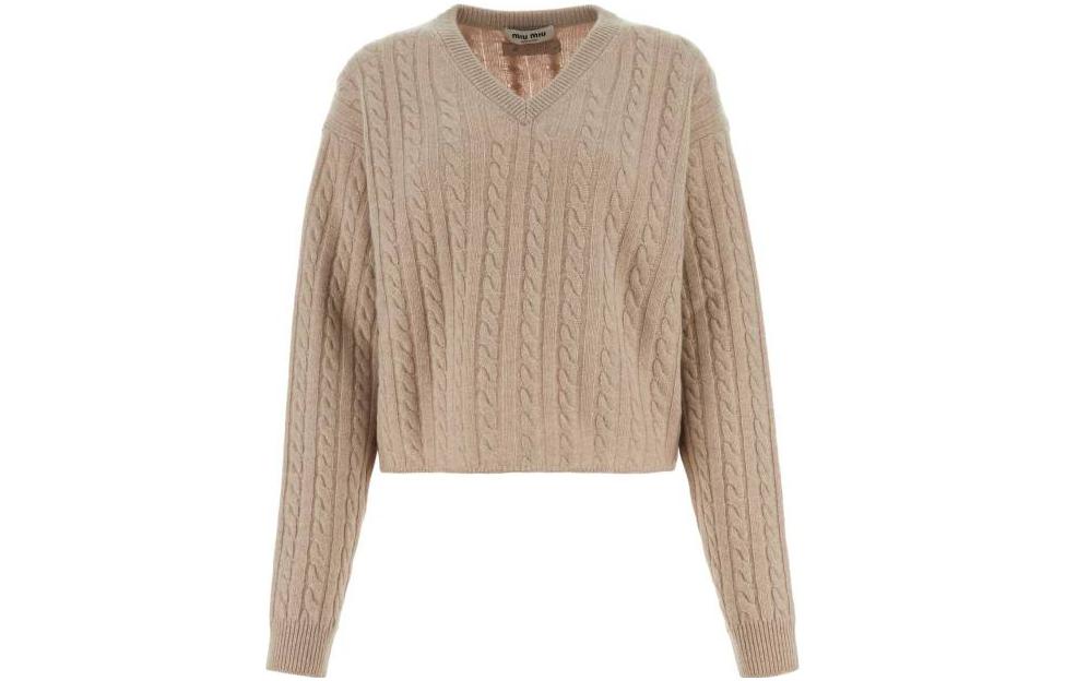 MIU MIU Cable-Knitted V-Neck Jumper