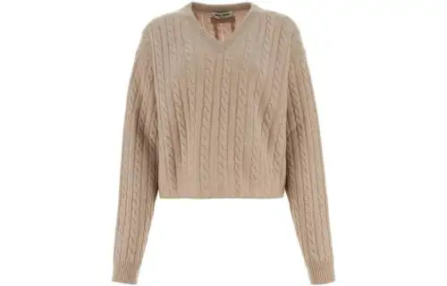 MIU MIU Cable-Knitted V-Neck Jumper