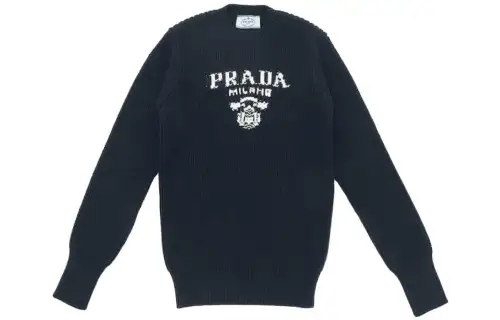 PRADA Sweaters Women's Dark Blue Crew Neck Moderate Other