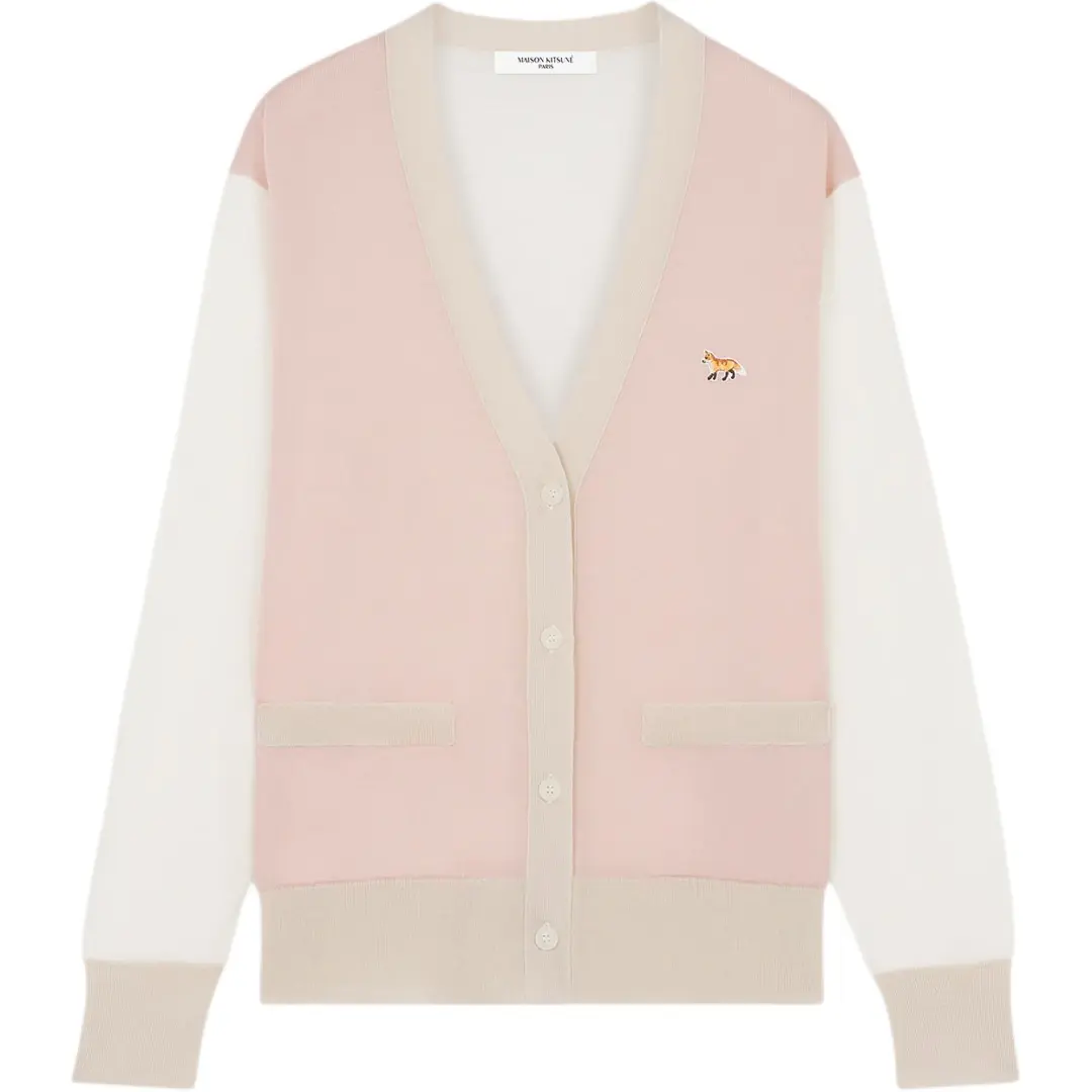 Maison Kitsuné Baby Fox Patch Color Block Knit Cardigan