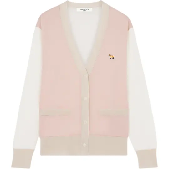 Maison Kitsuné Baby Fox Patch Color Block Knit Cardigan