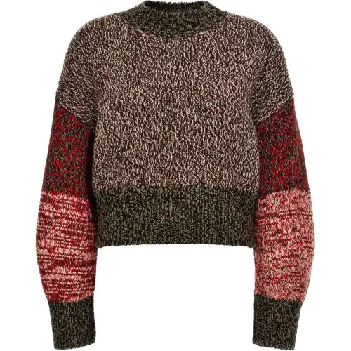 LOEWE Balloon Sleeved Crewneck Cropped Jumper