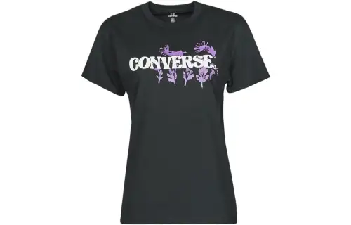 Converse T Shirts Women's Black Crew Neck Moderate Straight Fit
