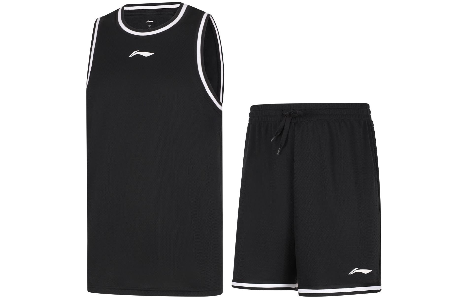 Li Ning, breathable basketball black set, with your logo imprint, men's style