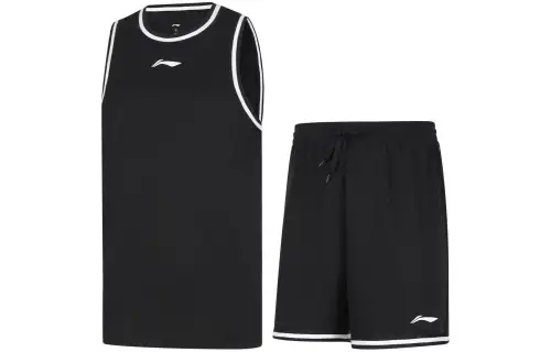 Li Ning, breathable basketball black set, with your logo imprint, men's style