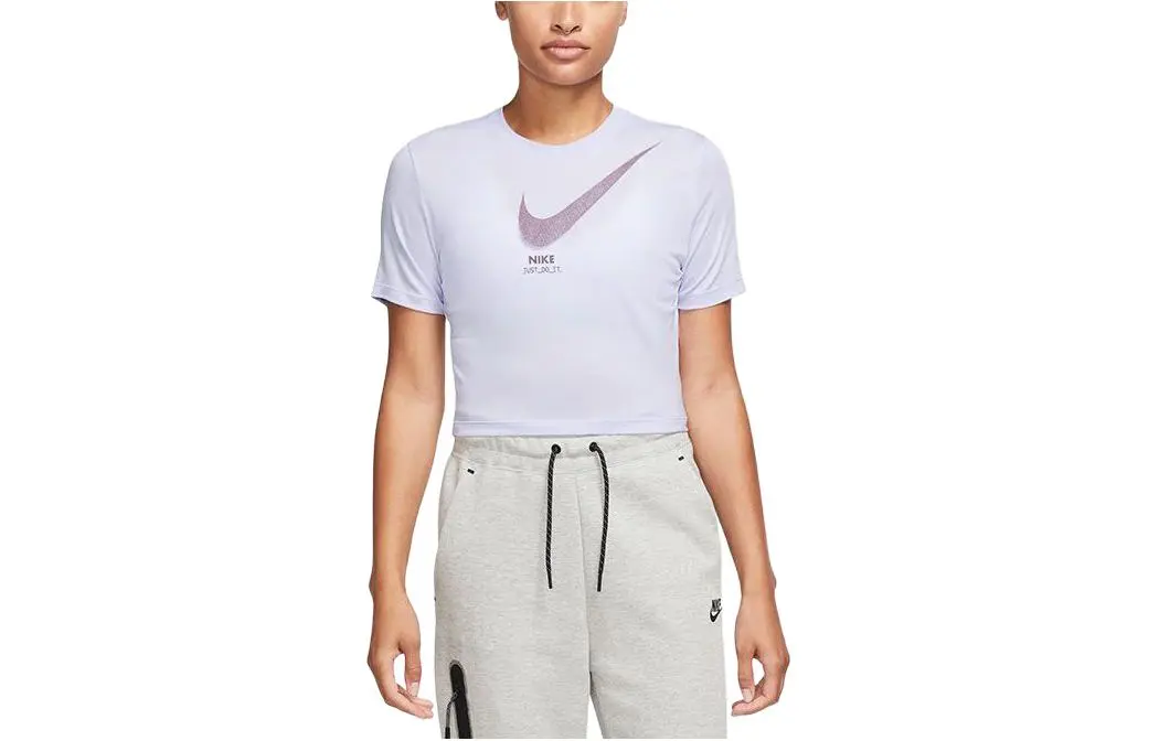 Nike Crop Tops Women's Purple Crew Neck Moderate