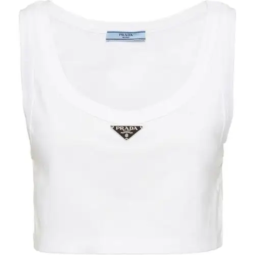 Prada triangle-logo crop top