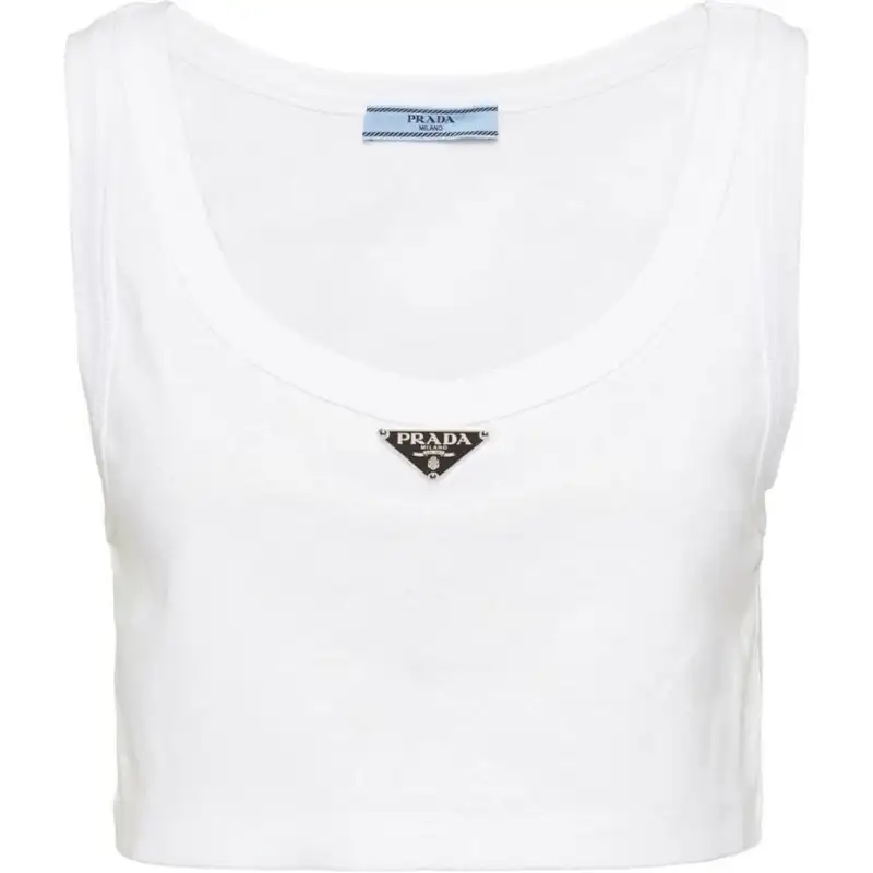 Prada triangle-logo crop top