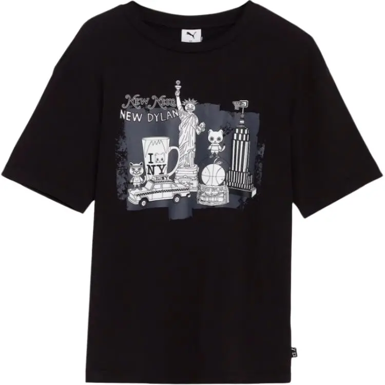 PUMA T-Shirts Unisex Black Crew Neck