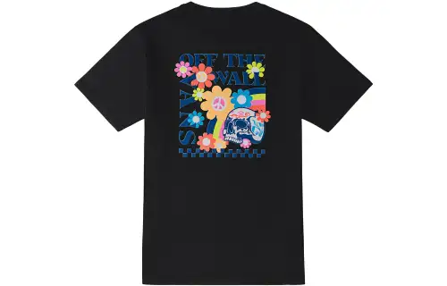 Vans T Shirts Women's Black Crew Neck Moderate Straight Fit
