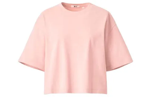 UNIQLO Drop Shoulder Sleeve T Shirt Women's Pink