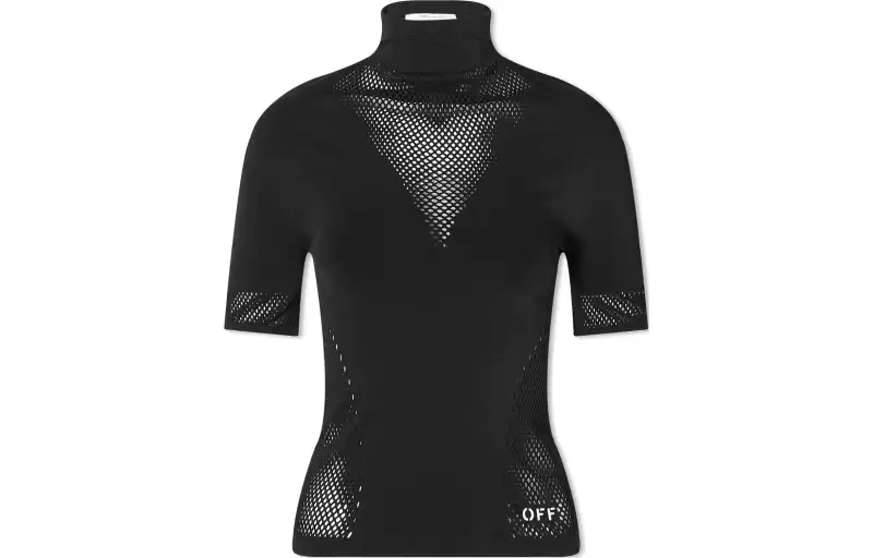 OFF-WHITE Logo-print Open-knit Top