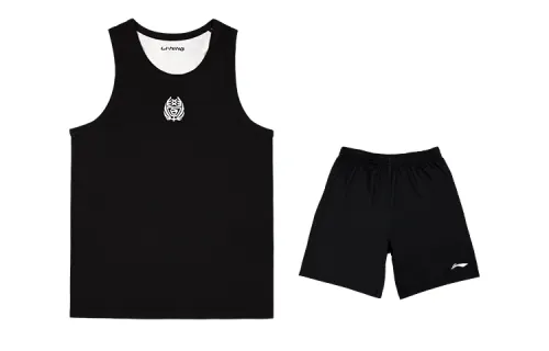 Li Ning, double-sided vest with a round collar sleevless, basketball shorts, black set, mid rise, men's style