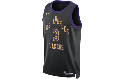 Nike NBA Alphanumeric Printed Round Neck Basketball Vest SW Fan Edition 23-24 Season Los Angeles Lakers Anthony Davis No. 3 Men's Black